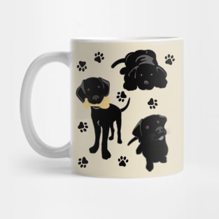 Three Black Lab Puppies Mug